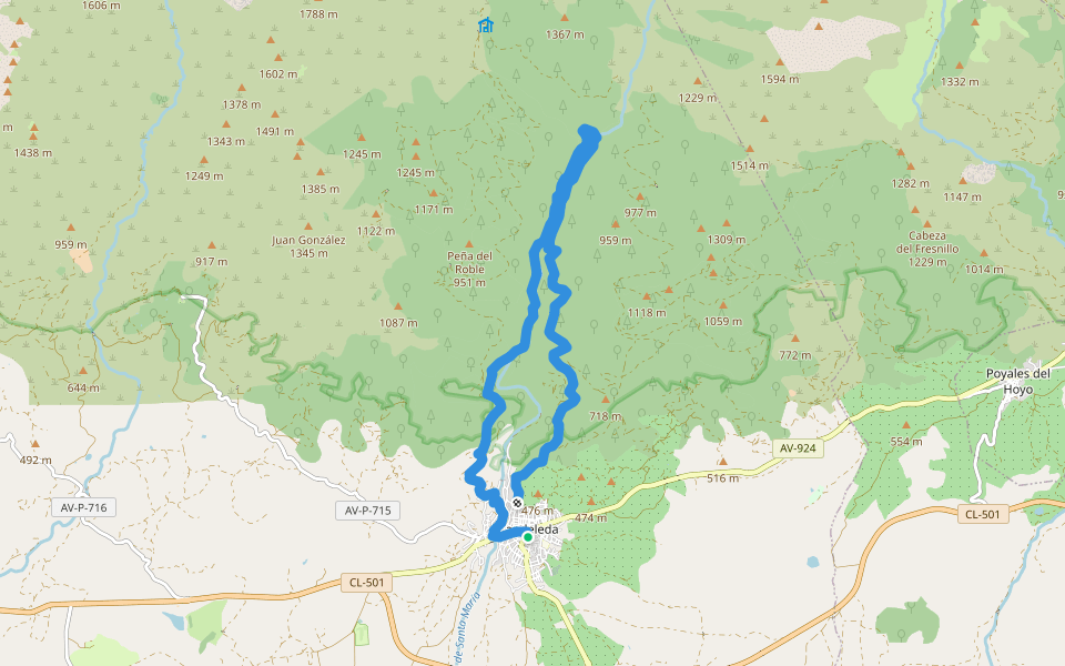 R6: Los Pescadores walking route map in Candeleda