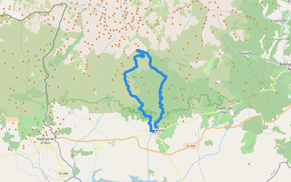 R9: Rituerta-Albarea-Puente del Puerto walking route map in Candeleda