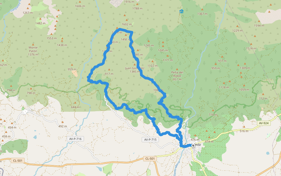 R10: Rituerta-Chilla walking route map in Candeleda