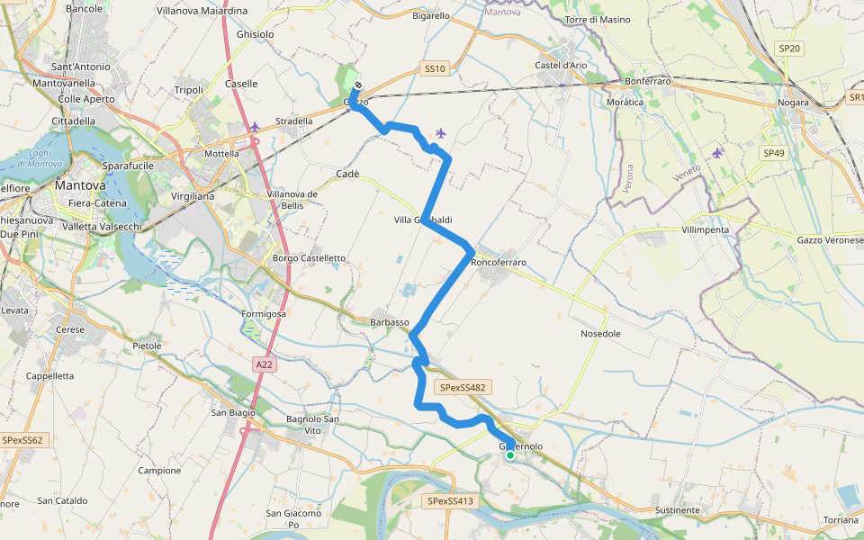 CamminaForeste - Tappa 1B walking route map in Governolo