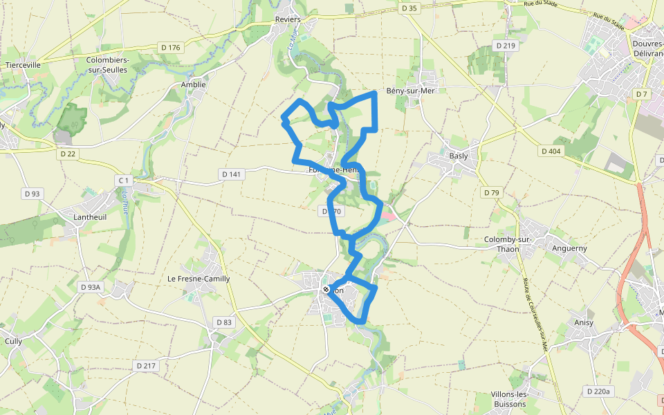 Sur les Rives de la Mue walking route map in Thaon