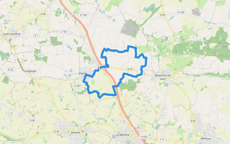 Circuit du Bas-Champ walking route map in Vignoc