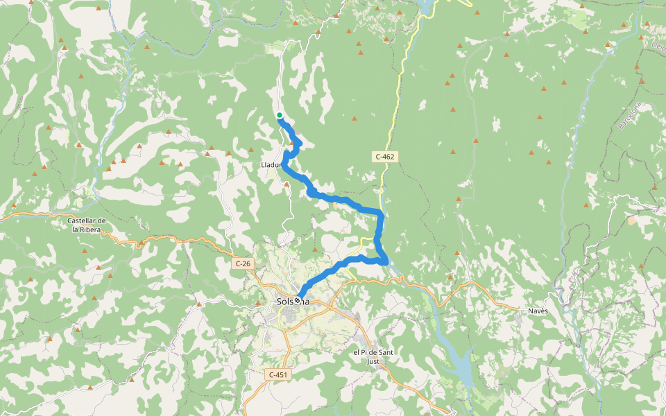 GR 7 Andorra - Estret de Gibraltar. Variant Olius walking route map in Lladurs