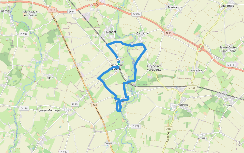 La Vallée de la Seulles walking route map in Condé-sur-Seulles