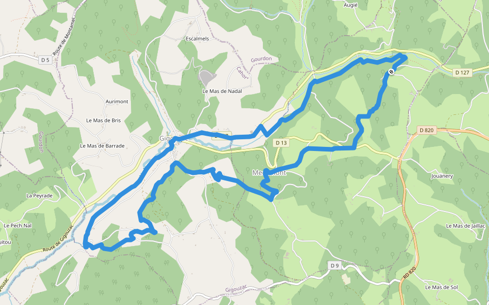 Le Vert, la belle et les châteaux walking route map in Mechmont