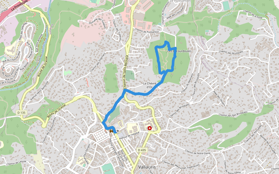 Circuit de Cordula walking route map in Vallauris