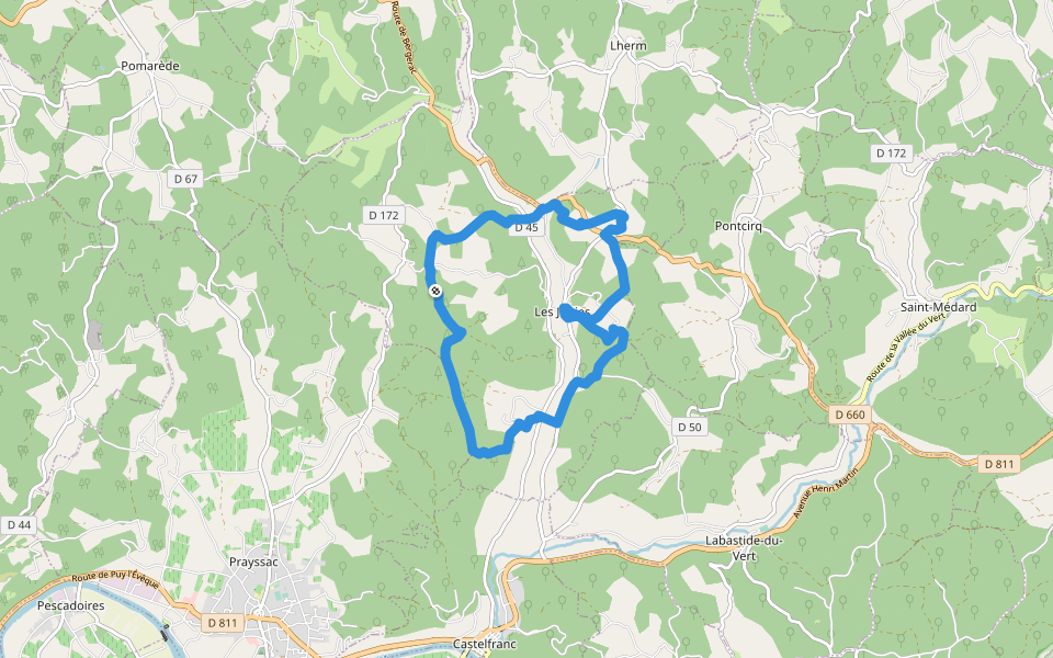 Autour de la vallée de la Masse walking route map in Les Junies