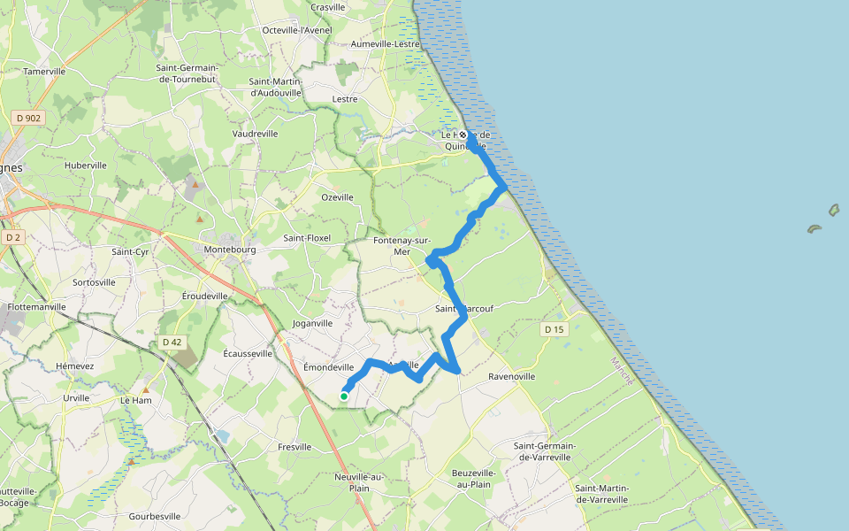 Variante via Saint-Marcouf walking route map in Emondeville