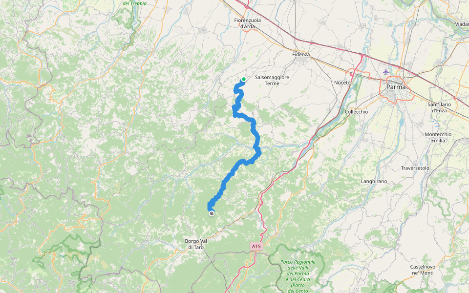 Trasversale Francigena walking route map in Vigoleno