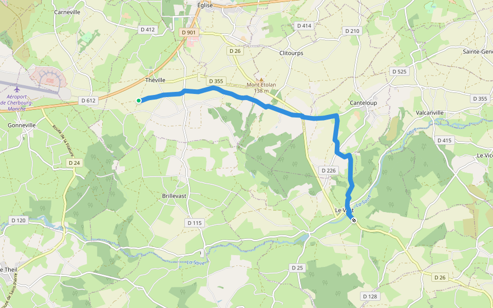 Variante nord walking route map in Théville