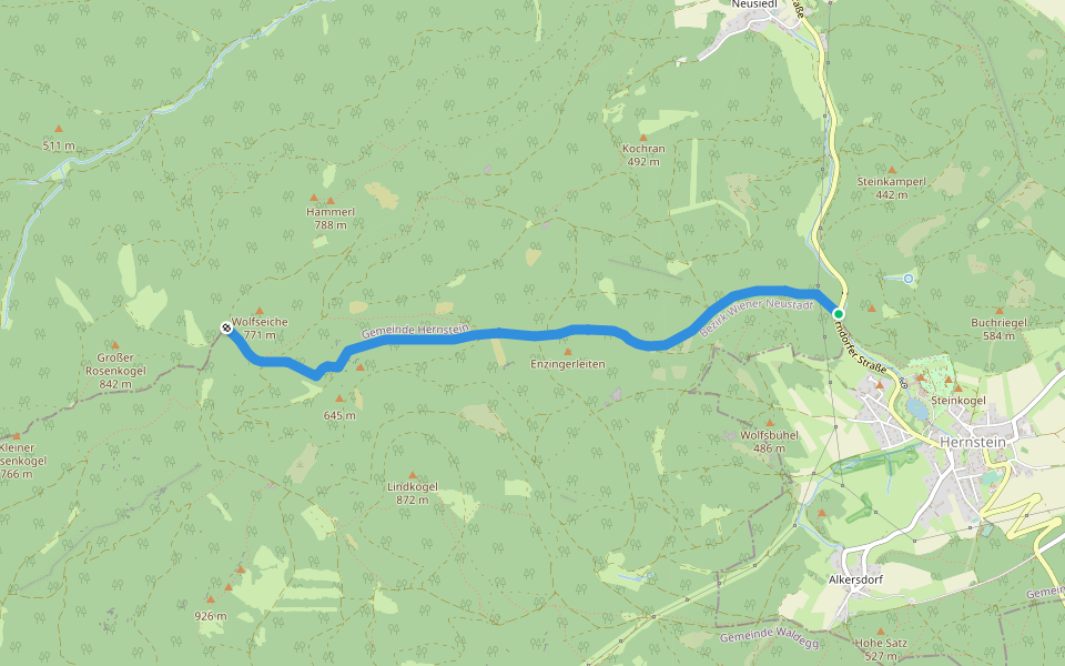 Schustergraben (Hernstein) walking route map in Hernstein