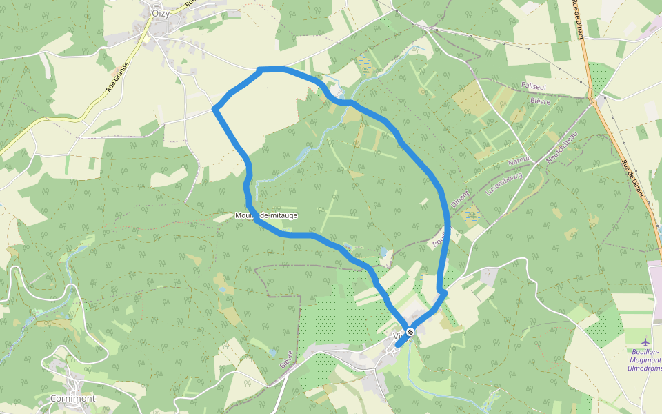 Promenade Chapelle de Oizy walking route map in Bouillon