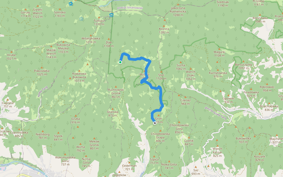 Ścieżka edukacyjna Łopuszna - Jankówki walking route map in Łopuszna