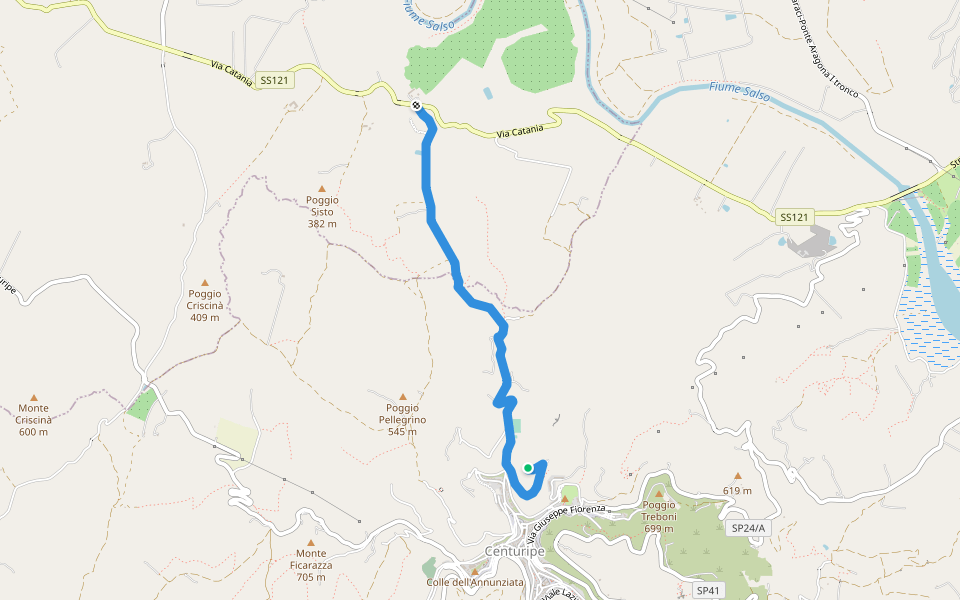 Sisto walking route map in Centuripe