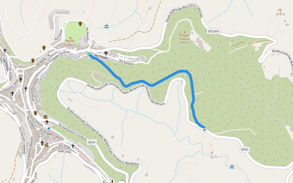 Difesa walking route map in Centuripe