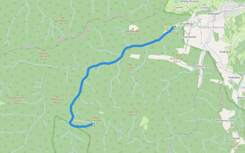 Szlak Rogasiowy (1) walking route map in Przysietnica