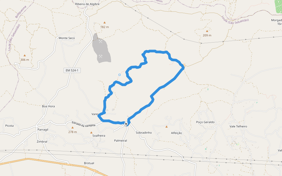 Percurso do núcleo Castelão-Pissilveira (Varejota) walking route map in Loulé