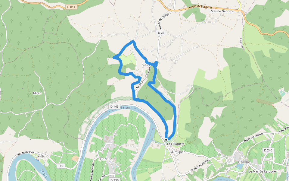 Le chemin de la Cévenne walking route map in Crayssac