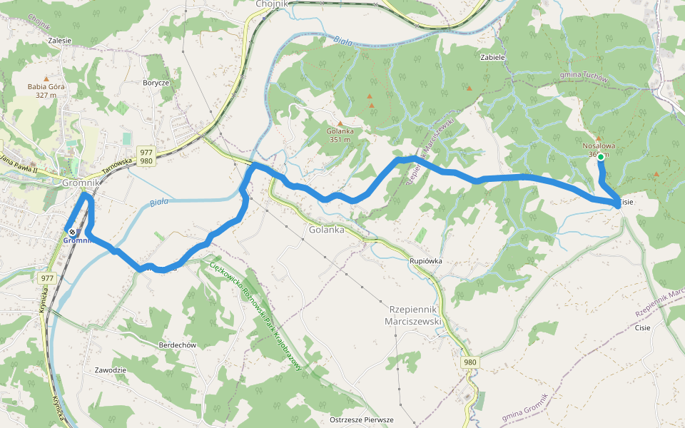 Gromnik PKP - Nosalowa walking route map in Rzepiennik Marciszewski