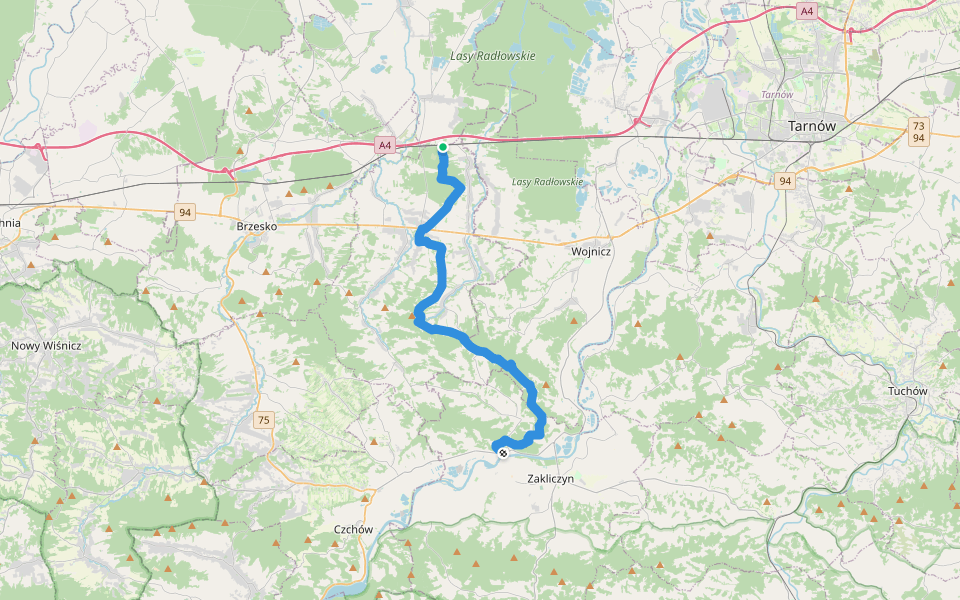 Biadoliny Szlacheckie - Melsztyn walking route map in Biadoliny Szlacheckie