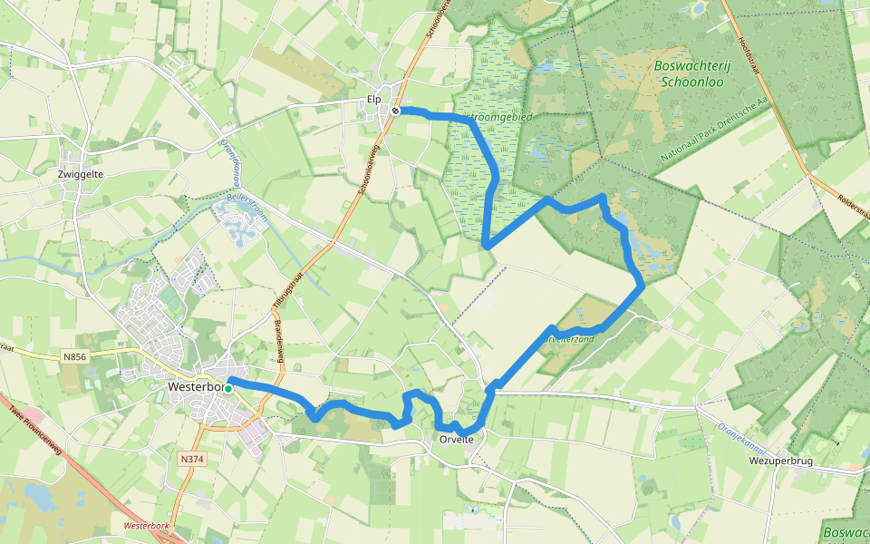 Drenthepad - 16 walking route map in Westerbork