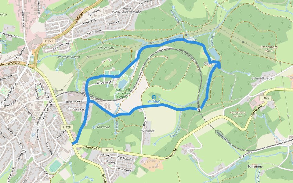 [A1] Rundweg Herpinetal walking route map in Halver