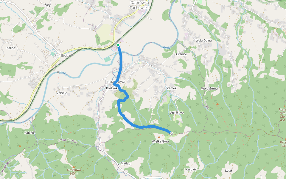 Lubaszowa PKP - Polana Morgi walking route map in Siedliska