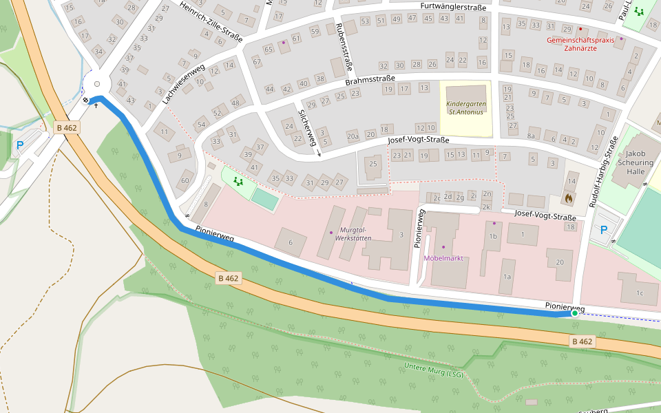 Ottenau Merkurschule - Ottenau Siedlung walking route map in Gaggenau