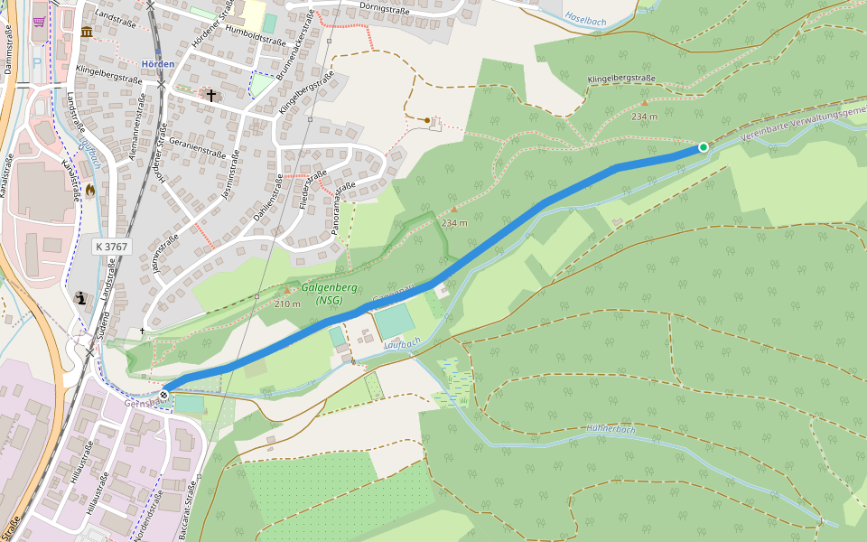 Mittleres Laufbachtal - Unteres Laufbachtal walking route map in Gaggenau