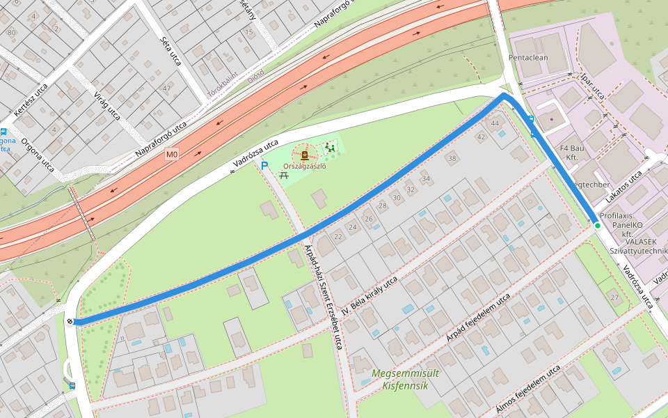 P walking route map in Diósd