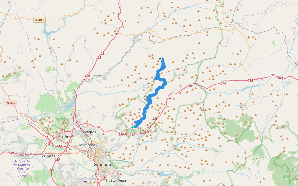 Puerto Lobo - El Sotillo walking route map in Viznar
