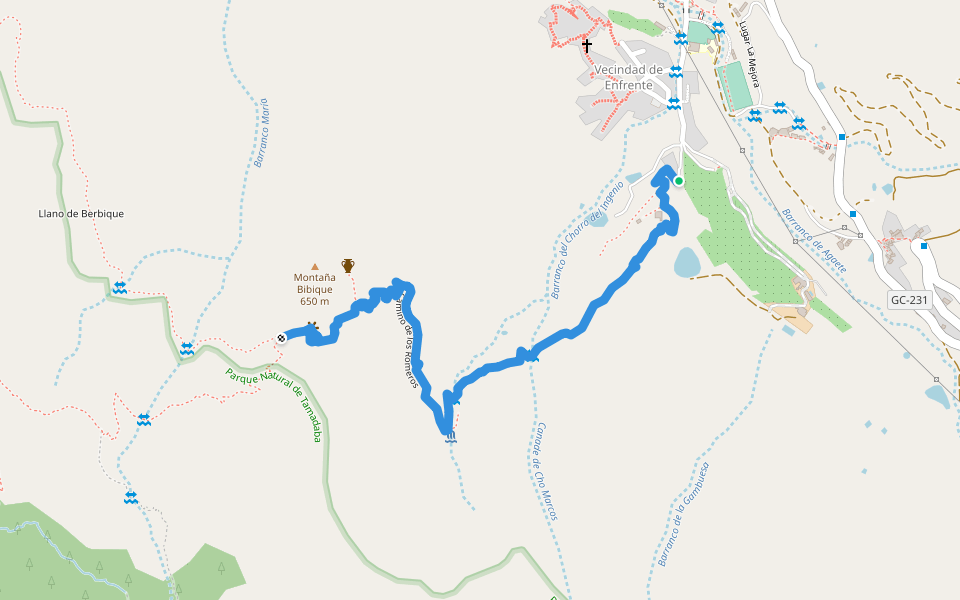 Camino de los Romeros walking route map in Lomo de San Pedro