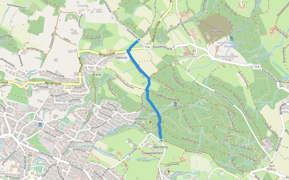 Gibisnüd - Appisberg walking route map in Uetikon am See