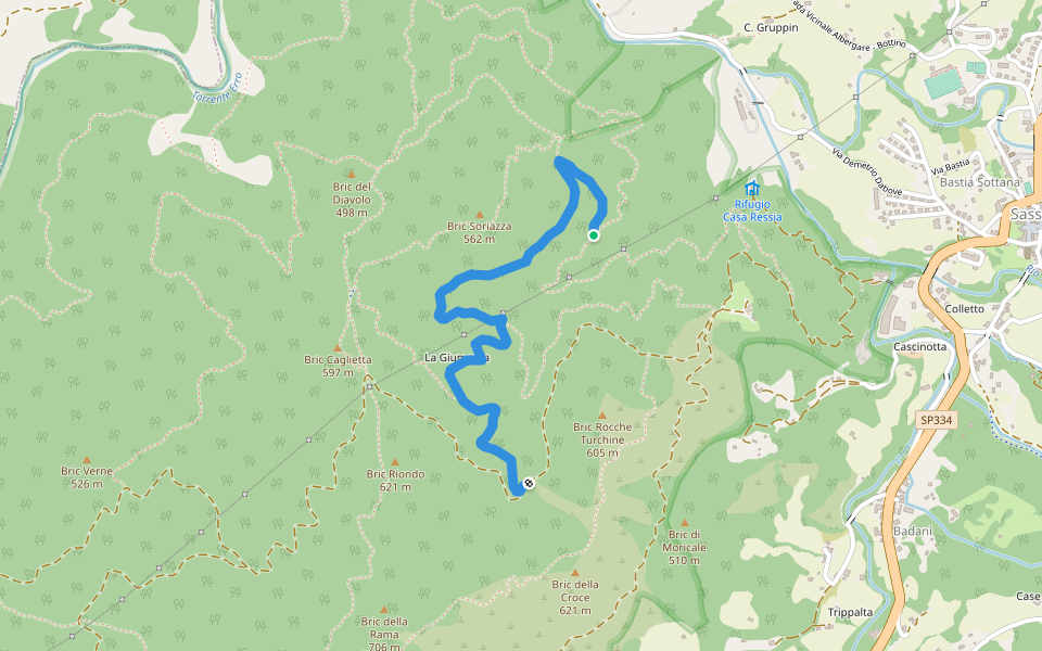 Allacc. Castello Bellavista - Lago dei Gulli - Giumenta - Allacc. Anello Deiva walking route map in Sassello