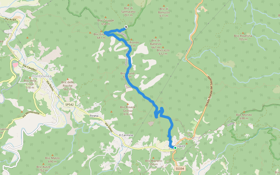 Giovo Ligure - Passo di Salmaceto walking route map in Giovo Ligure
