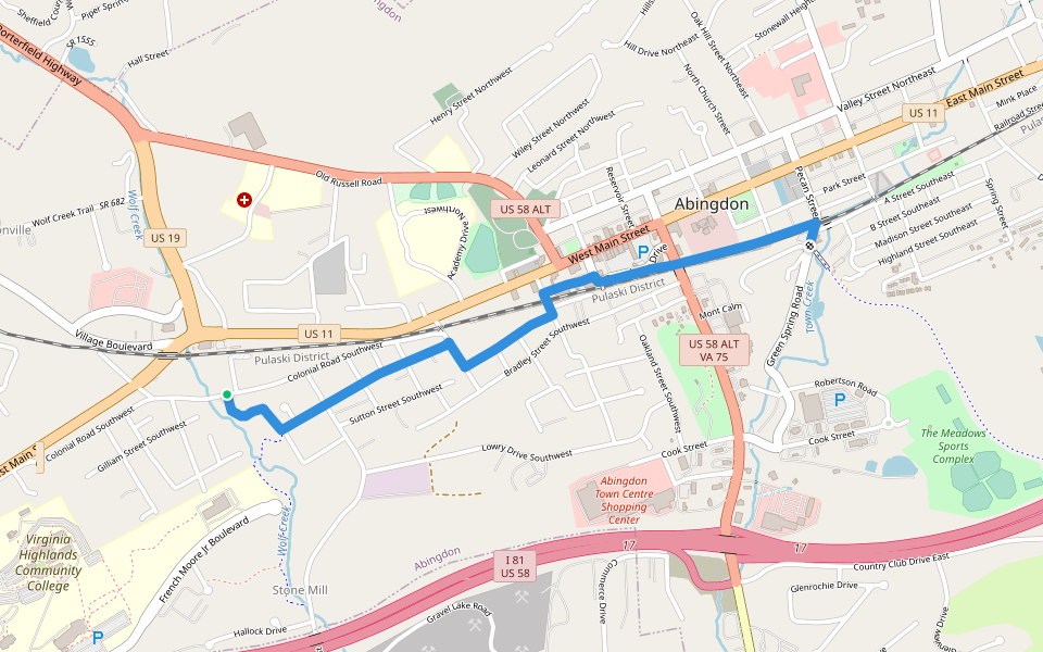 Abingdon Urban Pathway walking route map in Abingdon