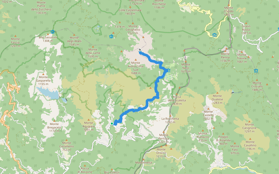 Prato Sopralacroce - Prato Mollo - Monte Aiona walking route map in Prato