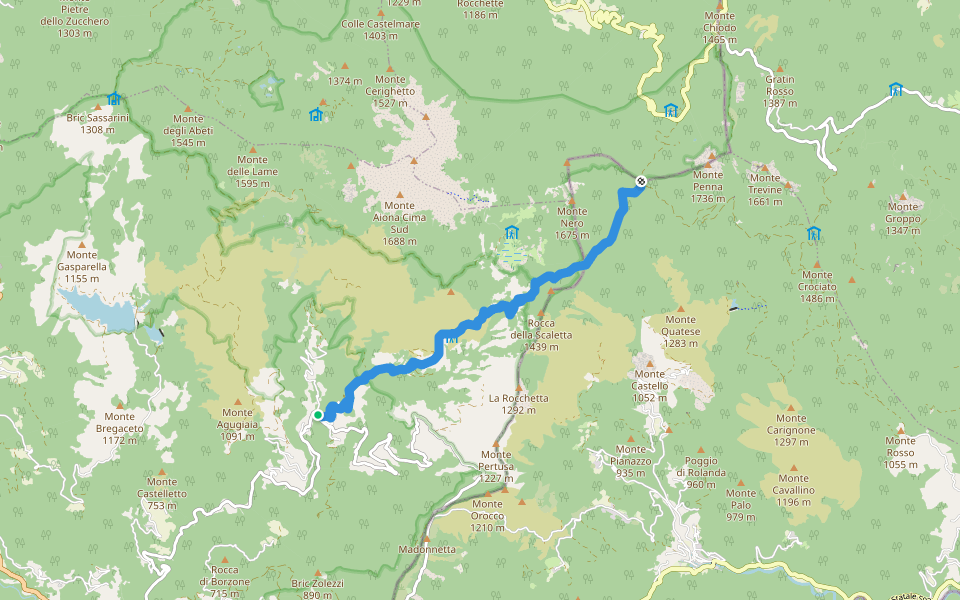 Prato Sopralacroce - Passo dell'Incisa walking route map in Prato