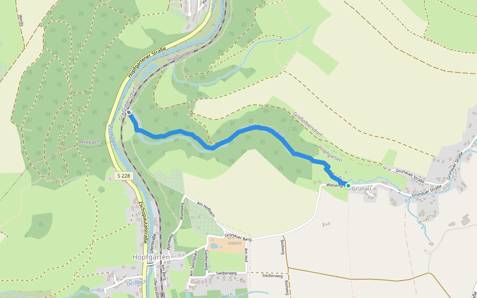 Naturlehrpfad Grünauer Tal walking route map in Großolbersdorf