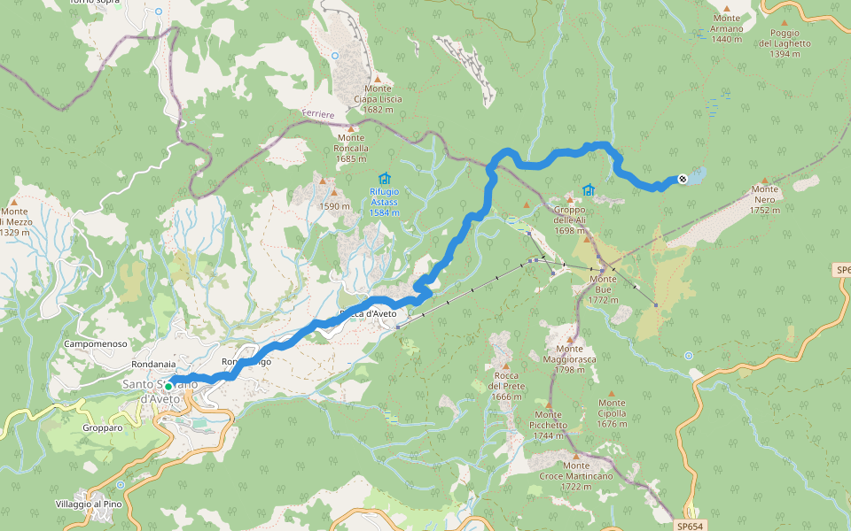 Santo Stefano D'Aveto - Lago Nero walking route map in Santo Stefano d'Aveto
