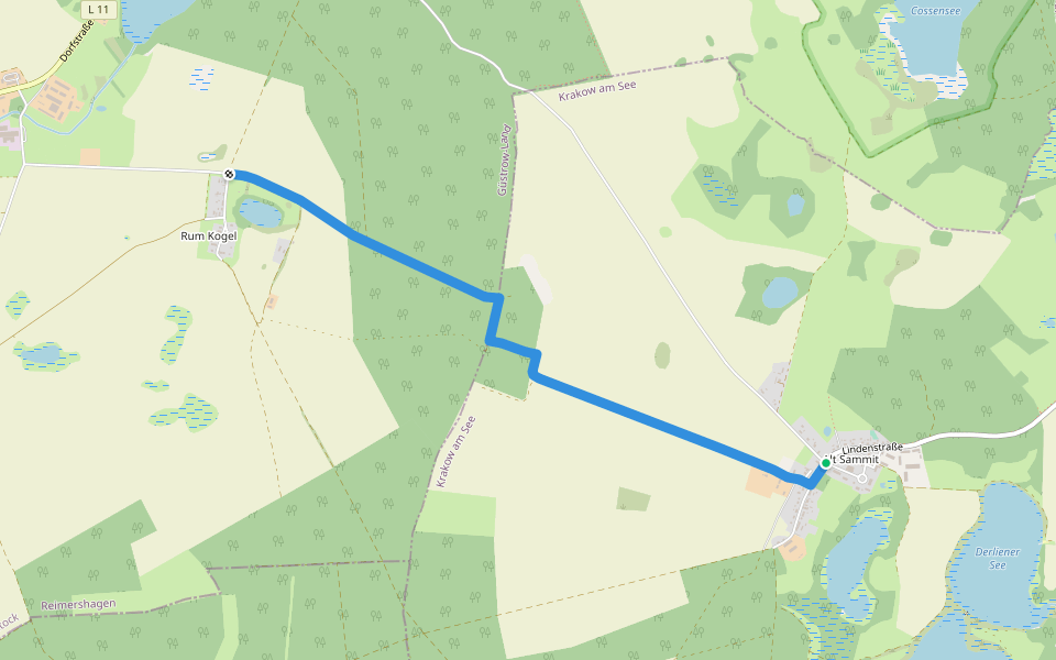 Wanderweg Rum Kogel-Alt Sammit walking route map in Krakow am See