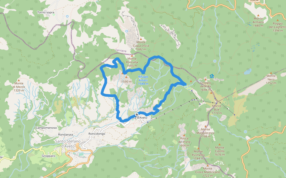 A14 - Anello del Groppo Rosso walking route map in Rocca d'Aveto