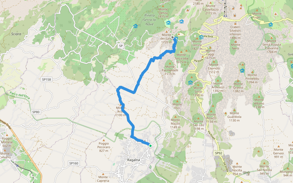 Pizza Rocca (Ragalna) - Pista Altomontana (701A) walking route map in Ragalna