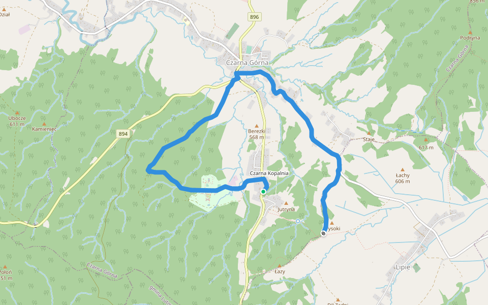 Pod Wysokim - Czarna Górna Kopalnia walking route map in Czarna Górna