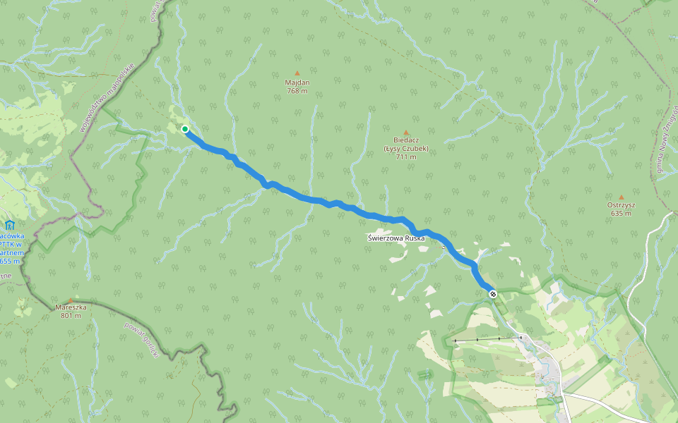 Ścieżka przyrodniczo-kulturowa Świerzowa Ruska walking route map in Świerzowa Ruska
