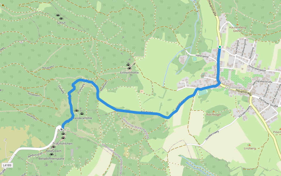 Dreistetten - Herrgottschnitzerhütte walking route map in Dreistetten