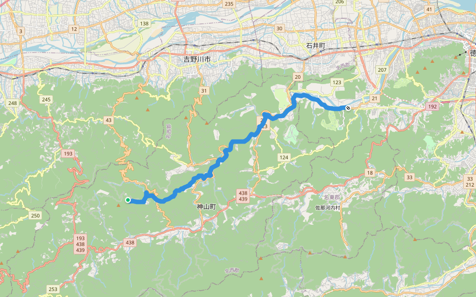 四国遍路 12番札所焼山寺~13番札所大日寺 walking route map in Kamiyama