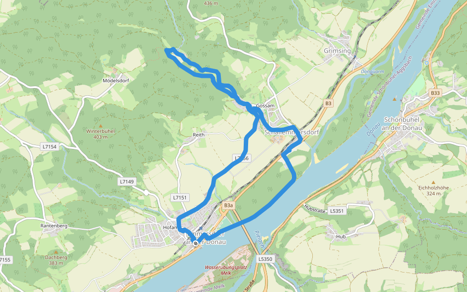 Magdalenenweg walking route map in Emmersdorf an der Donau
