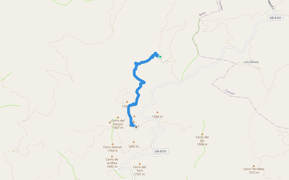 Sendero Bastidas - Floranes walking route map in Baza