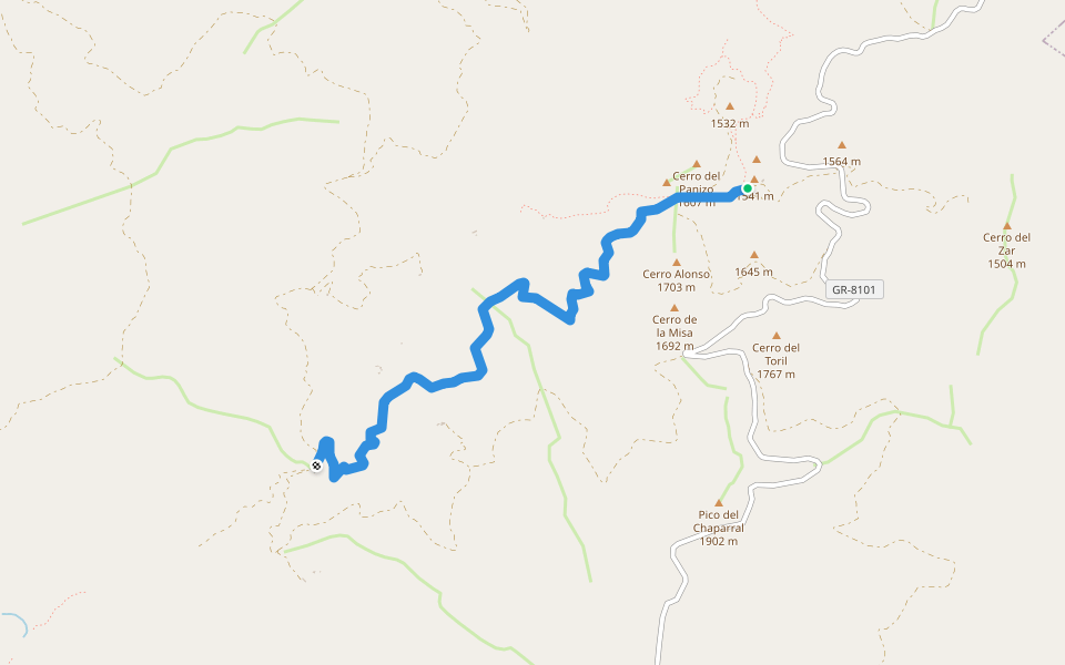Floranes - Arredondo walking route map in Baza